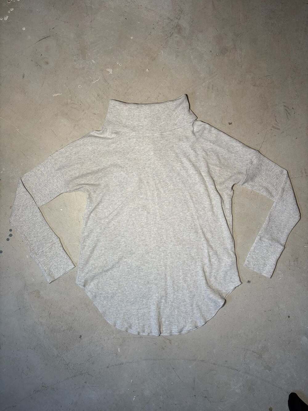 The Group Babaton Grey Waffle Knit Cowl Neck Long Sleeve Top